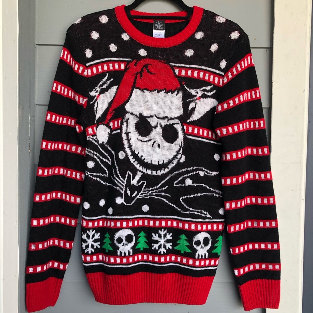 Disney Tim Burton The Nightmare Before Christmas.Black‎ Red SweaterSmall (34-36)